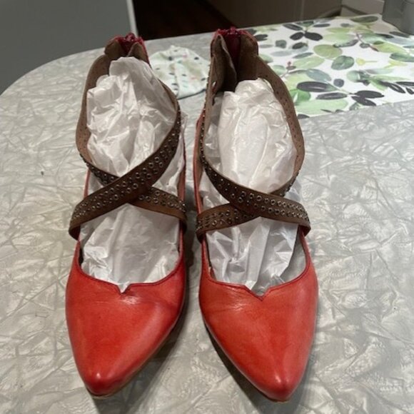 SPIRAL Burnt Orange & Brown Leather Heels Made in Spain. Sz 36 - Picture 4 of 6